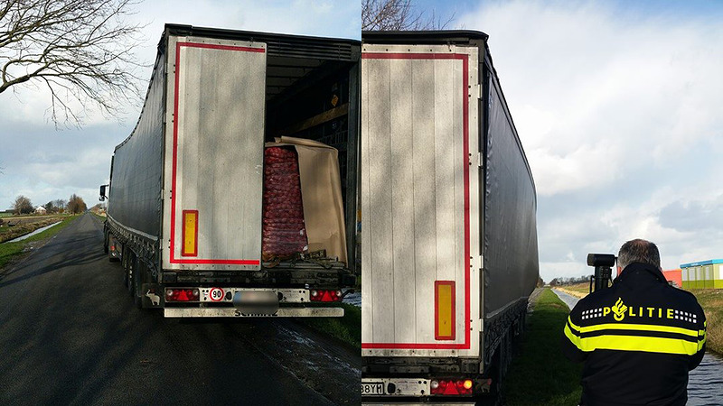 Politie haalt buitenlandse vrachtauto van N245 vanwege verschoven lading