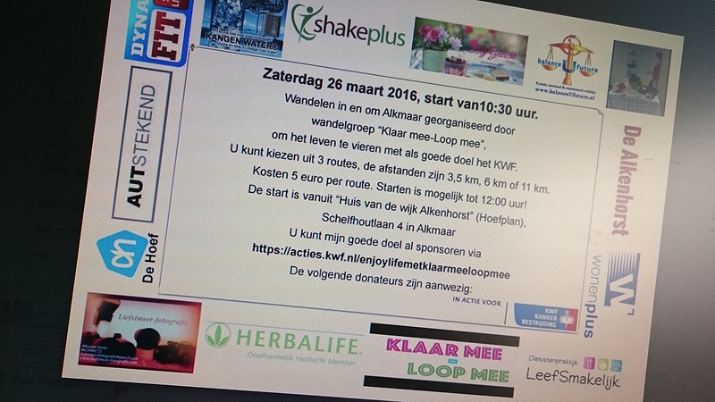 Wandeltocht 'Enjoy Life' voor KWF met wandelgroep Klaar mee - Loop mee
