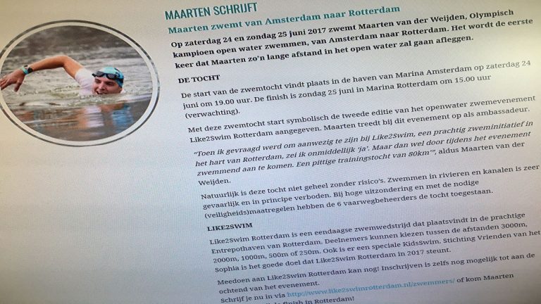 Olympisch kampioen zwemmen in open water zwemt van Amsterdam naar Rotterdam