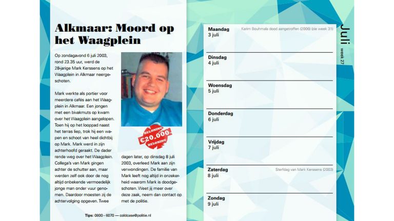 Alkmaarse ‘cold case’ op kalender voor gedetineerden