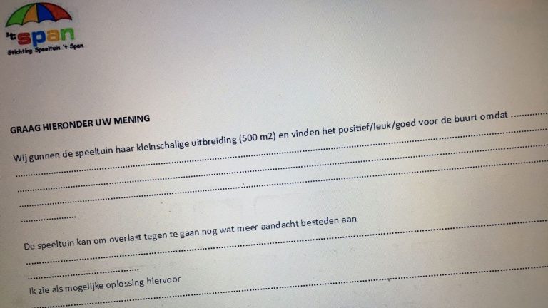 Speeltuin ’t Span zoekt positief tegengeluid