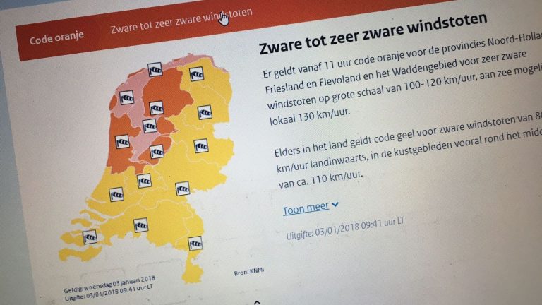 KNMI geeft code oranje af voor Noord-Holland