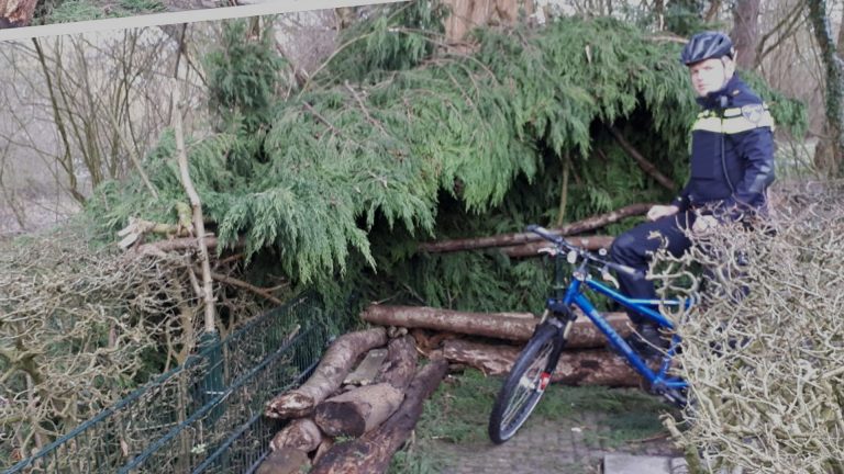 Politie verwijdert hut uit park Rekerhout