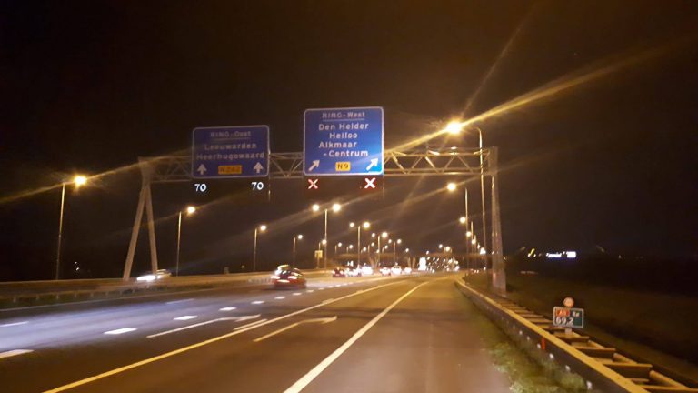 Automobilisten op de bon voor rijden op door ongeval afgekruiste rijbaan A9