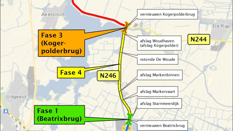 Nachtelijk werk aan N246 van 23 september t/m 5 oktober