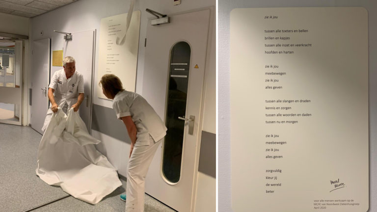 Gedicht aan de wand voor IC en MC personeel Alkmaars ziekenhuis: “zie ik jou”