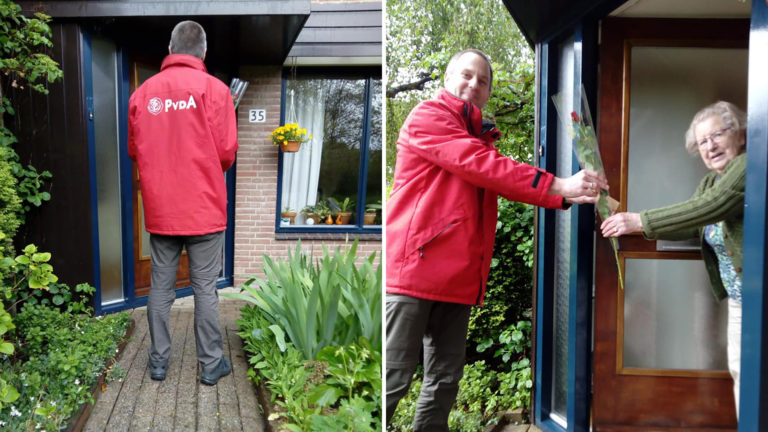 Rozen voor trouwe PvdA-achterban: “Volgens de regels, alleen even voor de foto niet”