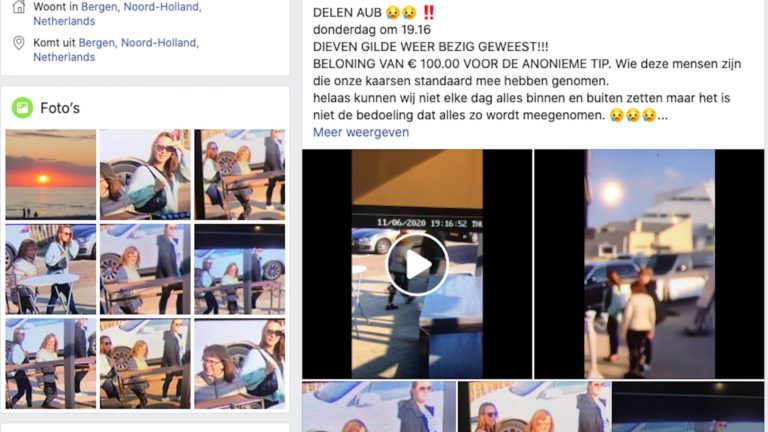 Camerabeelden van diefstal kaarsenstandaard in Bergen aan Zee gaan viraal