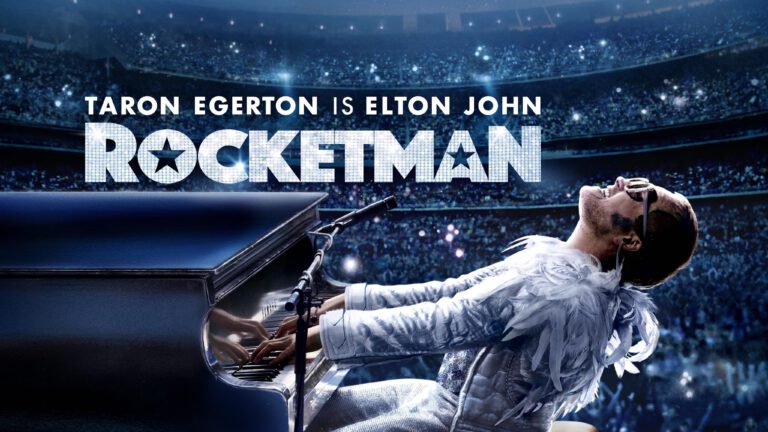 Rocketman vierde film in openlucht bioscoop op skipiste Bergen