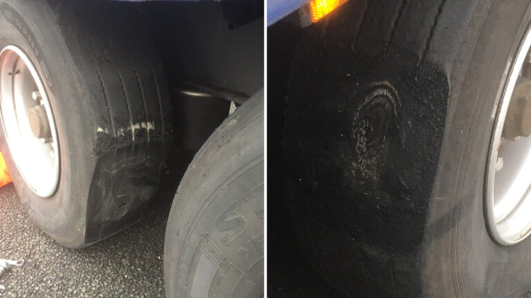 Vrachtwagenchauffeur trekt lange streep rubber over de A9