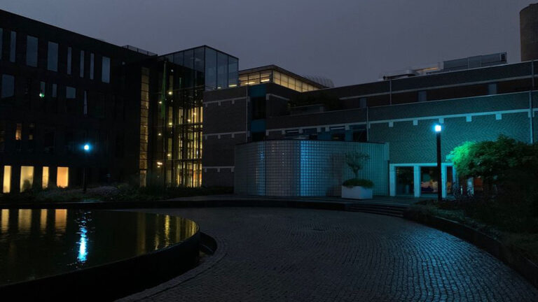 Trouwplein en megakool bij BroekerVeiling kleuren blauw ter viering van 75 jaar VN