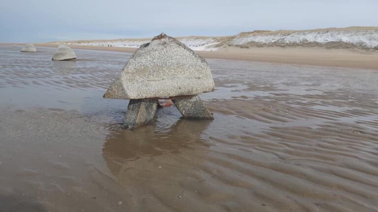Betonversperringen uit Tweede Wereldoorlog tussen Egmond en Castricum even zichtbaar