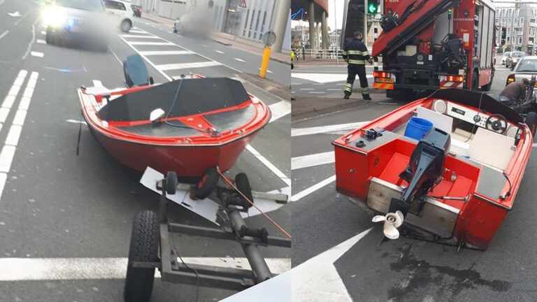 Wát ligt er op straat? Er ligt een boot op de Helderseweg