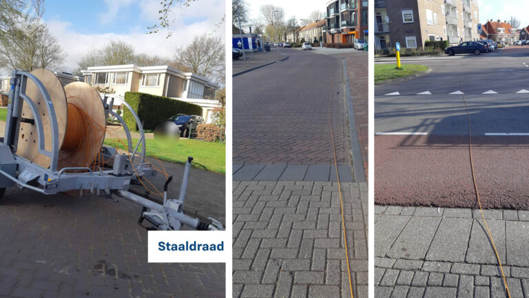 Honderden meters staaldraad door Frederik Hendriklaan getrokken
