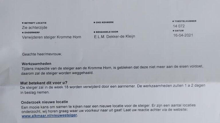 Onvrede in De Rijp over plannen om de steiger aan de Mieuwijdt te verplaatsen