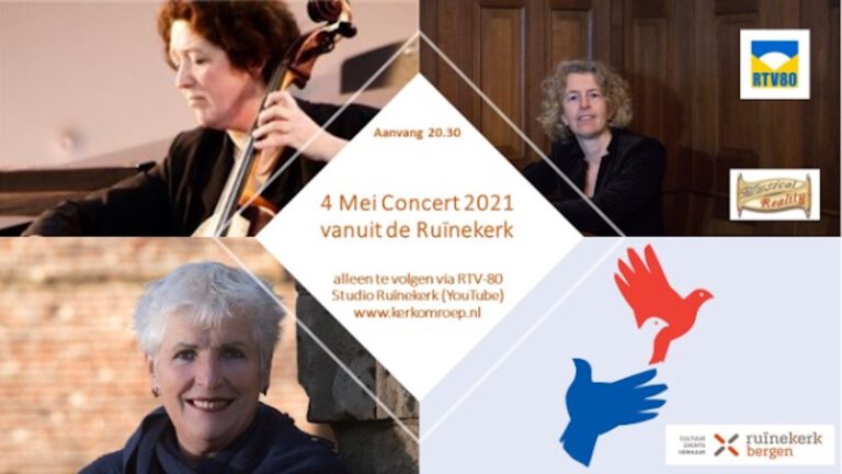 Traditioneel concert in Ruïnekerk na 4 mei- herdenking in Ruïnekerk alleen op beeldscherm te zien