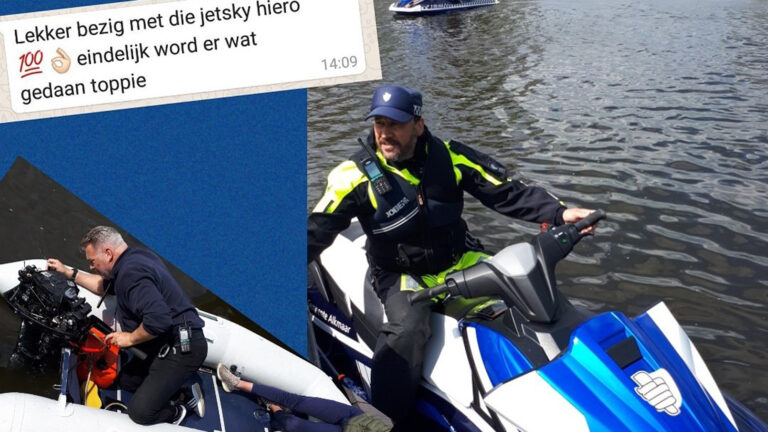Handhaving surveilleert en deelt bekeuringen uit op het water in Alkmaar Noord