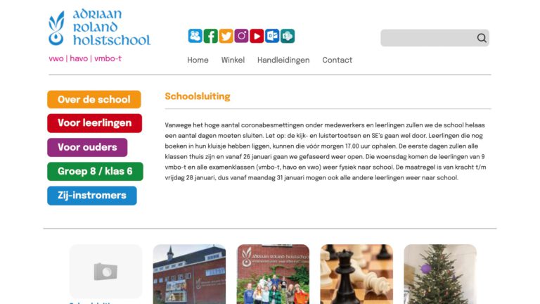 Te veel coronabesmettingen op Adriaan Roland Holstschool, tijdelijk online onderwijs