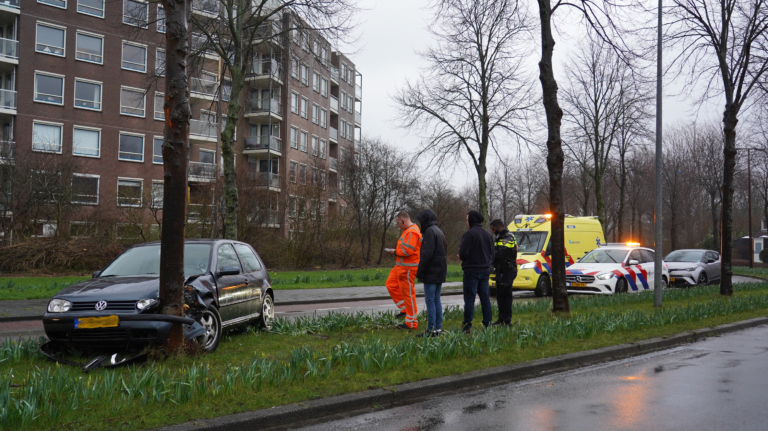 Opnieuw raak in bocht Alkmaarse Laan van Parijs; Golf eindigt tegen boom