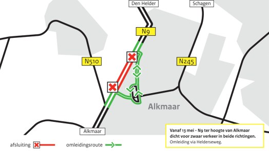 N9 binnenkort deels dicht voor zwaar vrachtverkeer: scheuren in beton