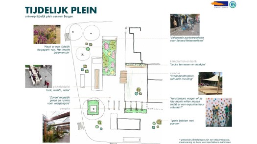 Gemeente start met tijdelijke herinrichting van Plein in Bergen