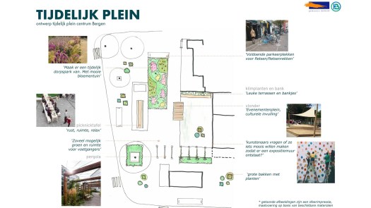 Gemeente start met tijdelijke herinrichting van Plein in Bergen