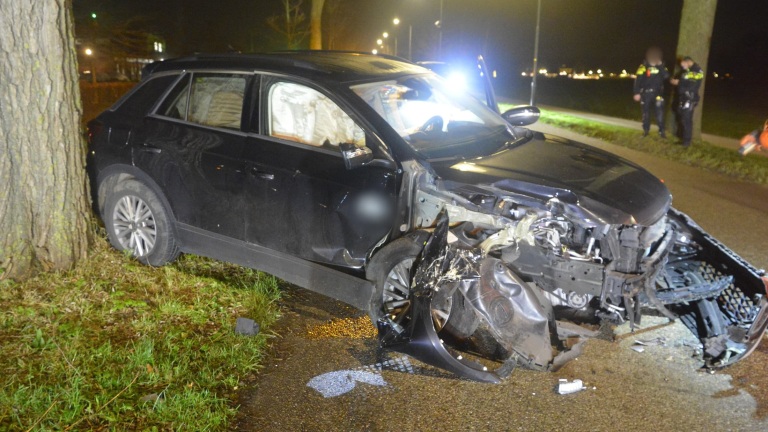 Beschonken automobilist ramt boom langs Kanaalweg