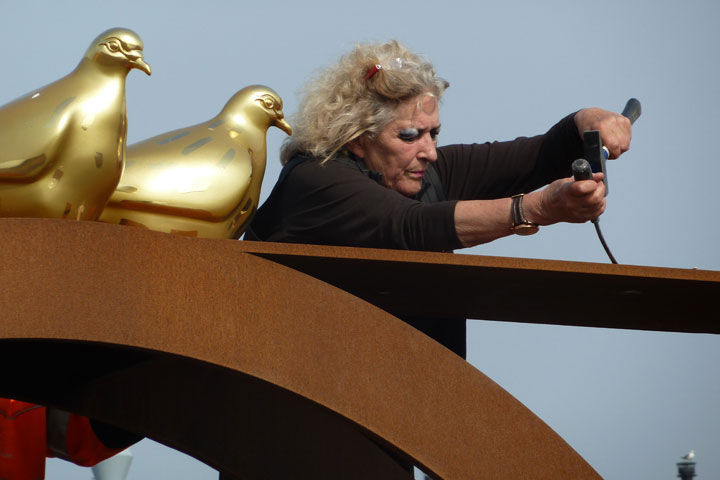 Duivenkunstwerk Friesebrug wordt gerepareerd (FOTO)